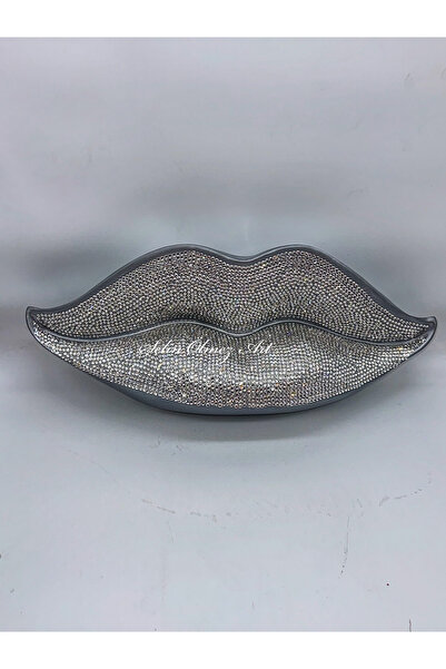 Selin Ölmez Boutique Full Kristal Taş Kaplama Dudak Heykeli