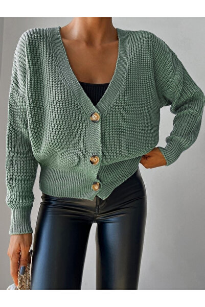 merysare Women's Button Detail Knitwear Cardigan