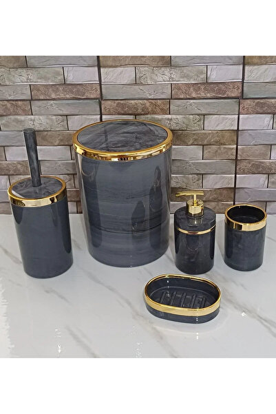 Bestway ve Diğeri طقم حمام أكريليك دائري 5 قطع بنمط رخامي - (بلاستيك صلب)