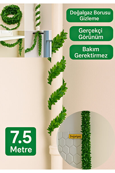 BRE HOME 7.5 Metre Yapay Yeşil Sarmaşık – Doğalgaz Borusu Gizleme Dekoru | Duvar ve Balkon Süsü | Çok Amaçlı
