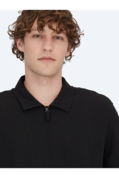 Kip Cămașă neagră cu croială normală