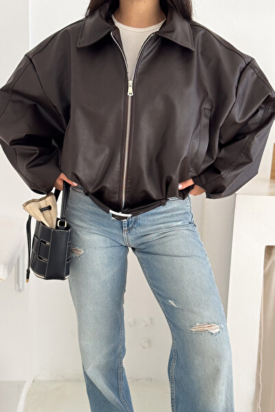 Noa Noa Дамско кожено яке в голям размер – мощно и в уличен стил
