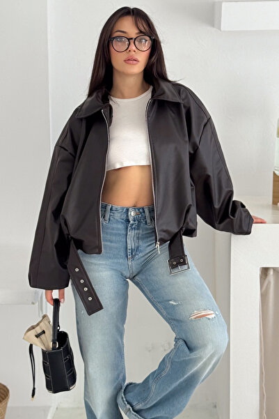 Noa Noa Дамско кожено яке в голям размер – мощно и в уличен стил