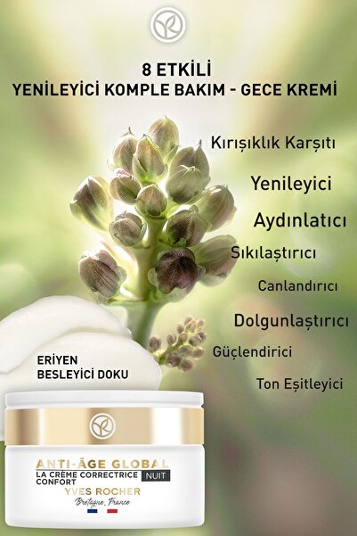 Yves Rocher Yaşlanma Karşıtı Cildi Sıkılaştırıcı ve Güçlendirici Gece Bakım K...