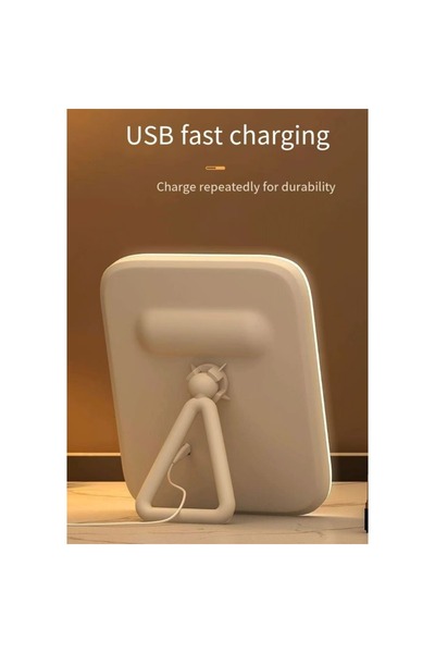 VEYA Portable Foldable LED Makeup Mirror - 3-Color Lighting with Touch Control, Fast USB Charging, Rotatable