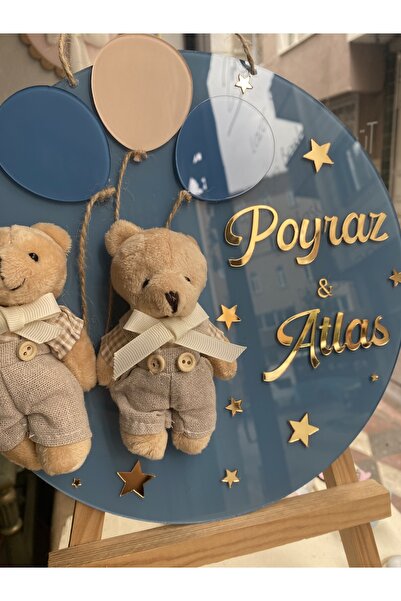 Zen Ahşap Tasarım Bebek Odası Kapı Süsü / Yenidoğan İsimli Kapı Süsü