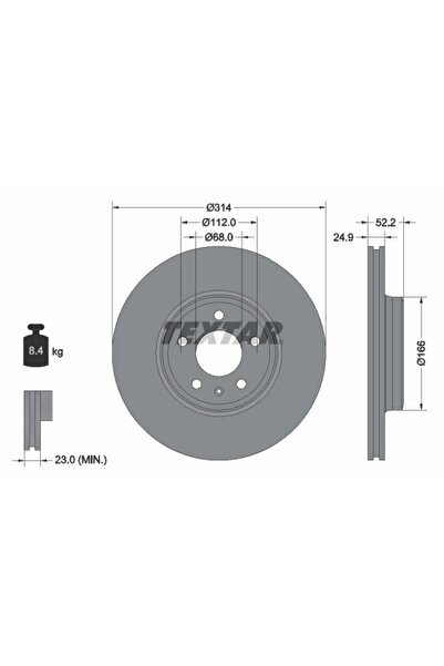 TEXTAR Brake Disc, front left/right, Audi A5, F35, F5P,