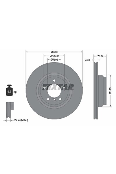 TEXTAR Disc Frana, fata stanga/dreapta , BMW Seria 3, E90,