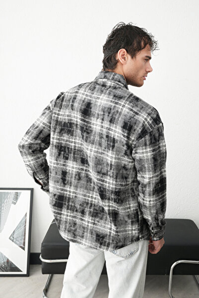 İLKCET MODA Plaid Patterned Oversize Snap Detail Lumberjack Shirt
