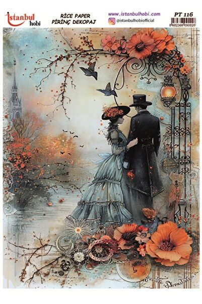 İstanbul Hobi ورق ديكور نحاسي 30×42 سم PT-116 زوج رومانسي