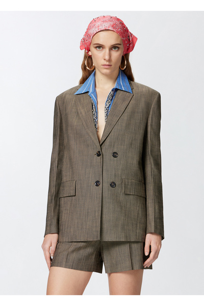 PİNKO Elevation Kahverengi Kanvas Kadın Blazer Ceket