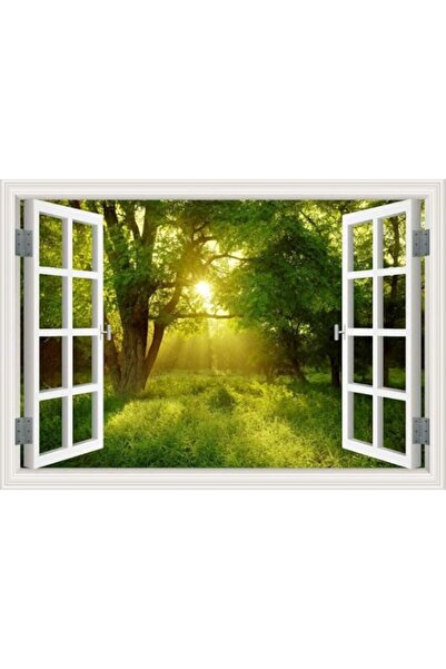 Generic Brand bpa Wall Sticker Forest Scenery 3D Effect Fake Window Sticker H...