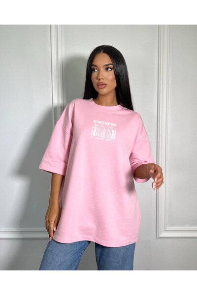 CC STORE Tricou oversized KINDNESS, cu imprimeu frontal tip cod de bare