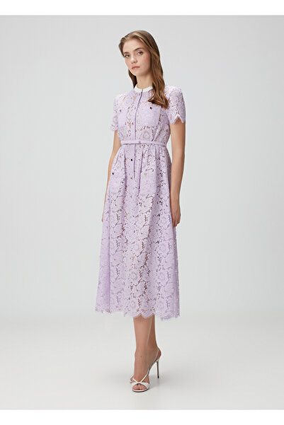 Self Portrait Lila Dantel Midi Elbise