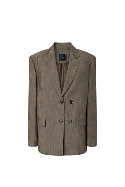 PİNKO Elevation Kahverengi Kanvas Kadın Blazer Ceket