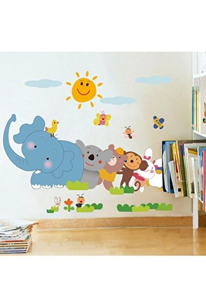 Generic Decals Design 'Jungle Cartoon Cute Animals' Wall Sticker (PVC Vinyl, ...