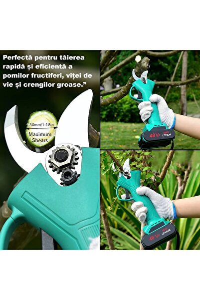 OEM Professional Electric Pruning Shears 48V with 2 Batteries, 5000mAh - for Garden, Complete Accessorie