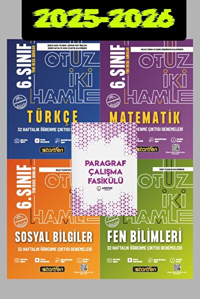 Startfen 6. Sınıf Türkçe Matematik Fen Sosyal 32 Hamle Deneme Seti