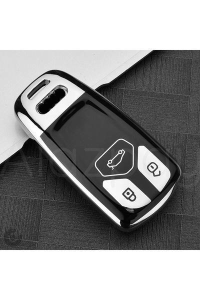 Alazpay Husă pentru chei din TPU lucios pentru Audi A6 A5 A4 Q7 Q5 S4 S5 S7 B9 A4l 4M 8W TT TTS RS 8S (argintiu)