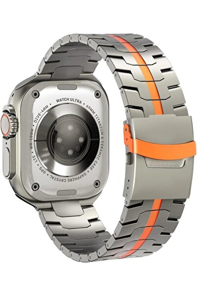 HYX سوار تيتانيوم فاخر لساعة Apple Watch Ultra/2، مقاس 49 مم - 42 مم - سوار م...