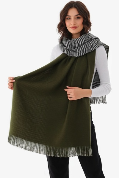 awix Femeie. Eșarfă de iarnă cu șal de iarnă din lână în carouri cu textura moale, cu două fețe