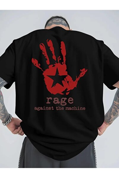 qubo sportswear & company تي شيرت قطني مطبوع كبير الحجم برقبة دائرية وأكمام ق...