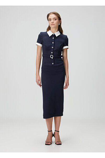 Self Portrait Lacivert Midi Elbise