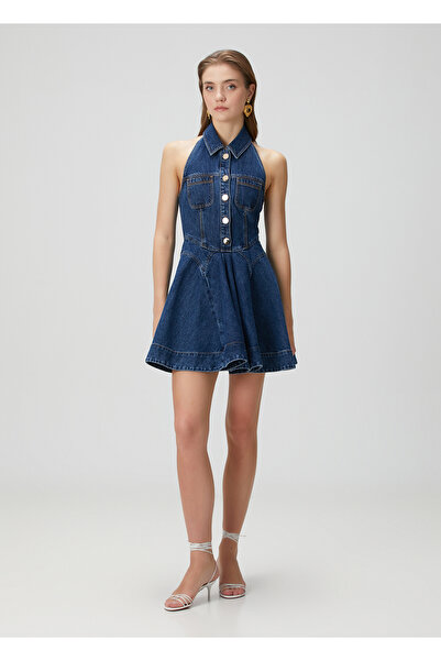Self Portrait Mavi Mini Denim Elbise