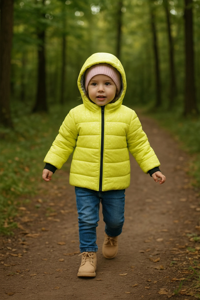 JARMO KİDS Girl's Waterproof and Windproof Outerwear with Shiny Glitter on the Outside and Fur on the Inside Hooded Coat