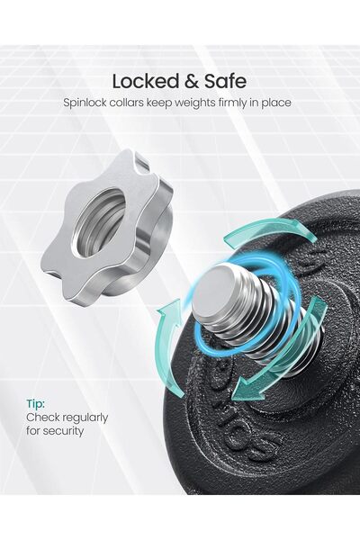 SONGMICS Set gantere reglabile 30 kg fontă, 12 discuri, cu bară extensibilă