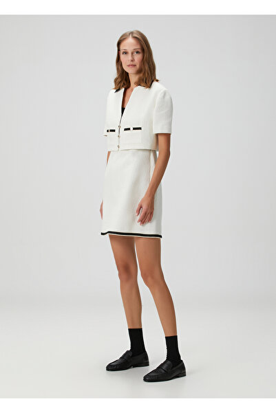 Maje Ritanina Ekru Mini Tweed Elbise