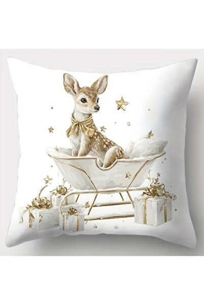 CN 4-Piece Set, Christmas Pillowcase, Reindeer Sleigh and Christmas Tree Pattern, 44.96cm X 44.96Cm,N