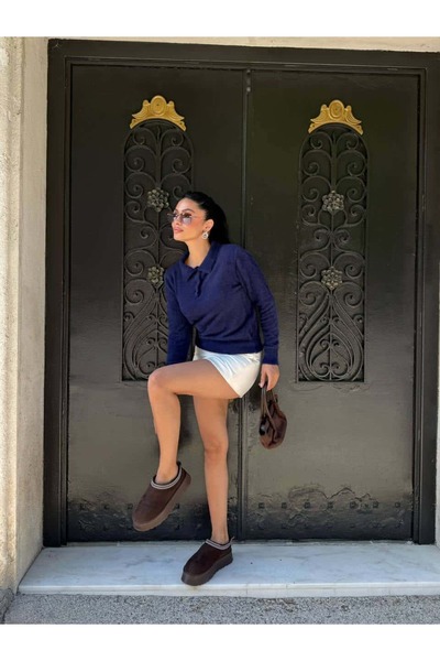 Pulli Collection Soft Dokulu Polo Yaka Triko Kazak