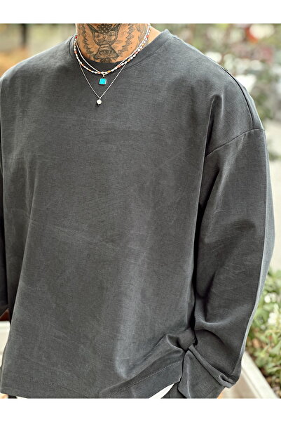 manch collection Modal Kumaş Sweatshirt Pantolon Takım Siyah