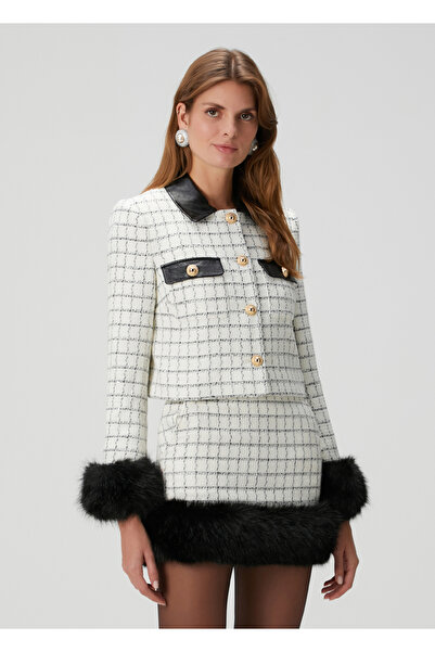 Self Portrait Kırık Beyaz Kareli Tweed Ceket