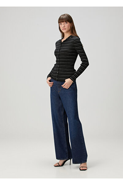 THEORY Siyah Beyaz Kapüşonlu Sweatshirt