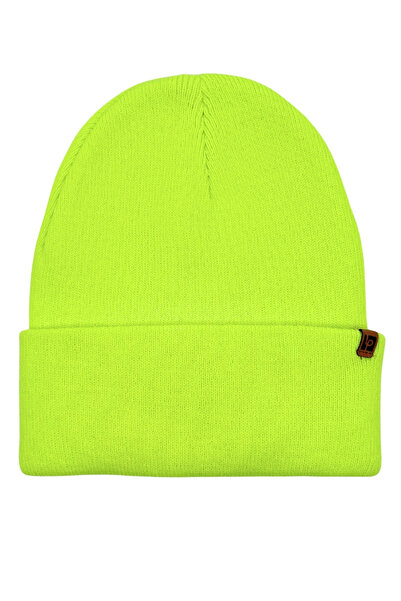 Sofist İstanbul Neon Yellow Unisex Basic Beanie Lp Collection Folded Neon Yellow Ribbed Knit Classic Beanie
