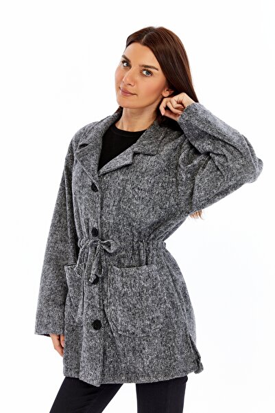 Primaro Lace-Up Buttoned Pocketed Lined Cashmere Coat