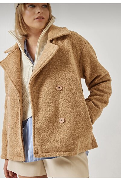 viyan butik Boucle Fabric Jacket Model Coat