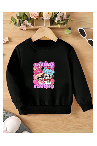Tubinyoo سويت شيرت أسود مطبوع للأطفال من لابوبو