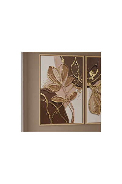 Thorosswood Modern Soyut Ahşap Çerçeveli 3’lü Duvar Tablosu — MDF UV Baskı