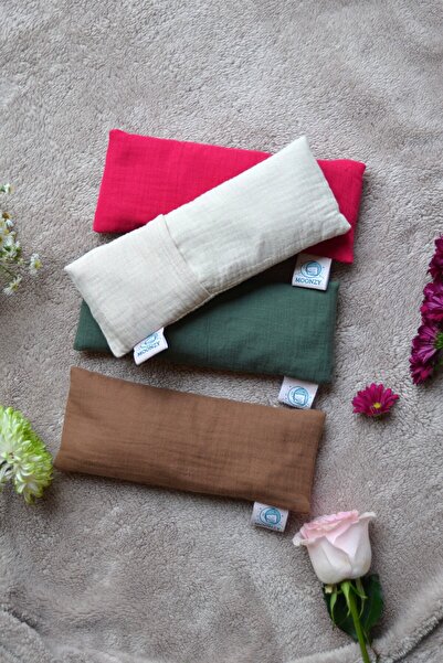 moonzy - minimalist & cozy Natural Black Wheat Eye Rest Pillow – Washable Muslin Cover