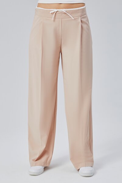 HANIMCA GİYİM Women's Pants with Fabric Belt, Side Pockets, Comfortable Fit, Full Length, Wide Leg