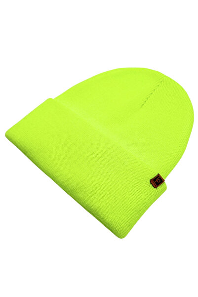 Sofist İstanbul Neon Yellow Unisex Basic Beanie Lp Collection Folded Neon Yellow Ribbed Knit Classic Beanie