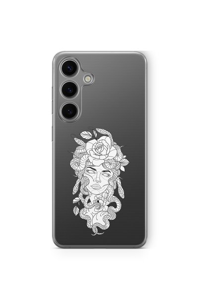 Multitronic جراب شفاف مطبوع بتصميم ميدوسا متوافق مع هاتف سامسونج جالاكسي S25