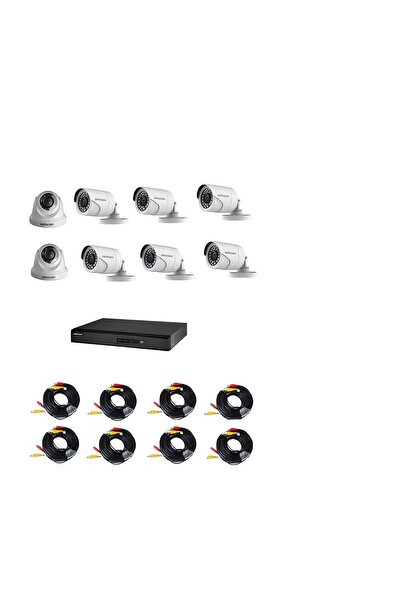Hikvision مجموعة كاميرات هيك فيجن 6 كاميرات خارجي - 2 داخلي - شامل الكابلات