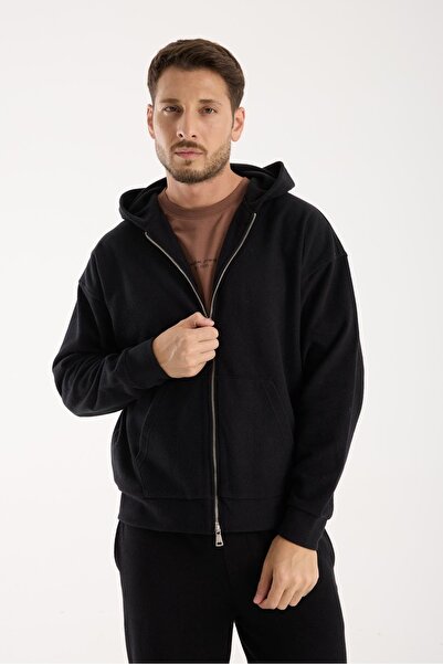 Electra سترة رجالية كبيرة الحجم من قماش سيلانيك بغطاء للرأس وسحاب