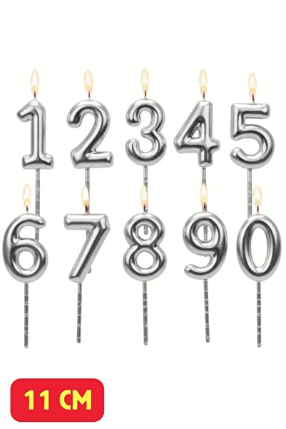 Baloncu Nene Gümüş Doğum Günü Pasta Mumu Yaş Mumu Rakamlı Mum Doğum Günü Mumu Sayı Mum 11 CM