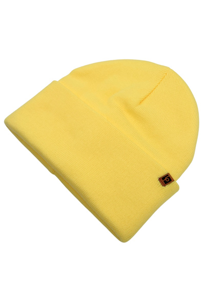 Sofist İstanbul Lemon Yellow Unisex Basic Beanie Lp Collection Folded Lemon Yellow Ribbed Knit Classic Beanie