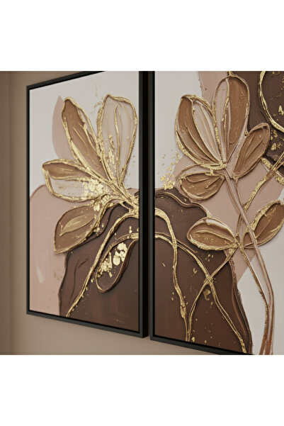 Thorosswood Modern Soyut Ahşap Çerçeveli 3’lü Duvar Tablosu — MDF UV Baskı